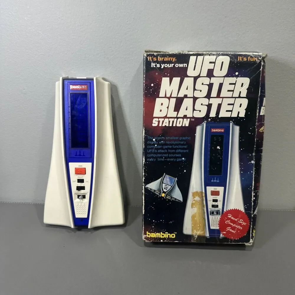 Bambino UFO Master Blaster Station Handheld Game W/ Box Manual Tested Fast Ship